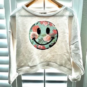 Smiley Face floral crop sweater